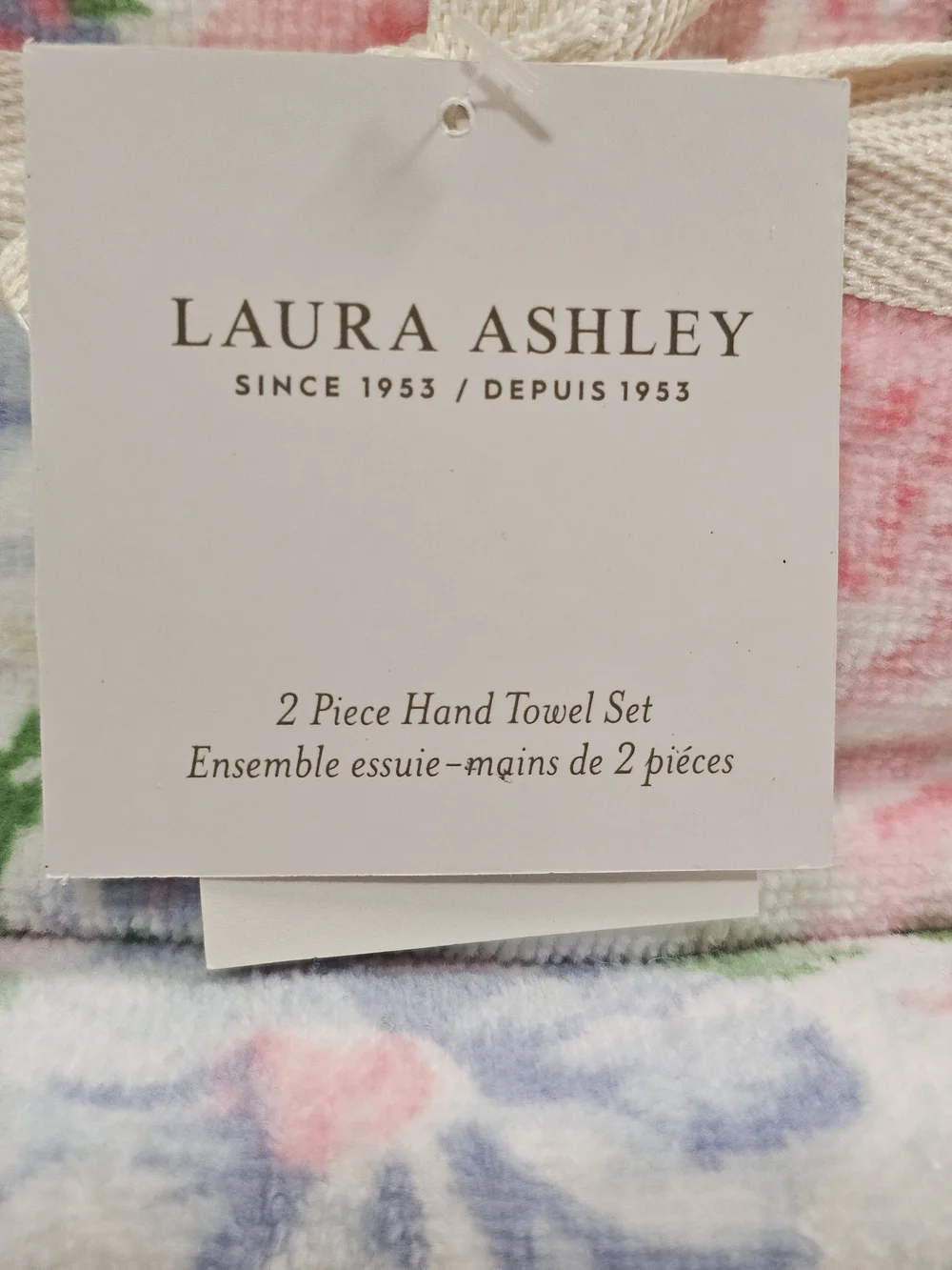 3 pc Laura Ashley FLORAL QUARTET Pink Blue Velour 1 Bath 2 Hand Towel Set Pastel
